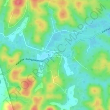 Mapa topográfico Muthanga, altitud, relieve