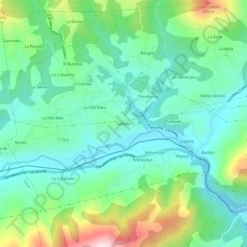Mapa topográfico Serpiedo, altitud, relieve