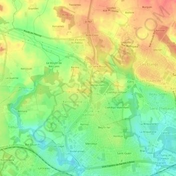 Mapa topográfico Kerdogan, altitud, relieve