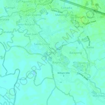Mapa topográfico Atlag, altitud, relieve