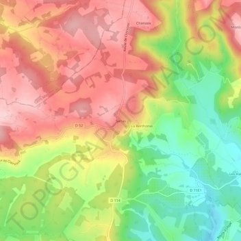 Mapa topográfico Sanas, altitud, relieve