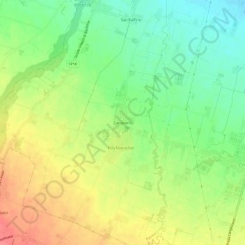 Mapa topográfico Carignano, altitud, relieve