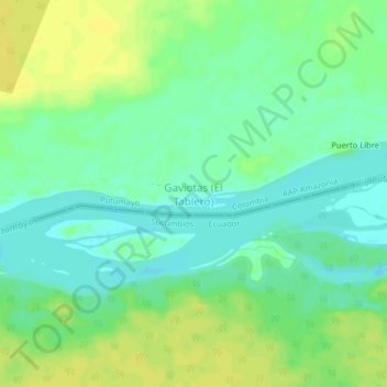 Mapa topográfico Gaviotas, altitud, relieve