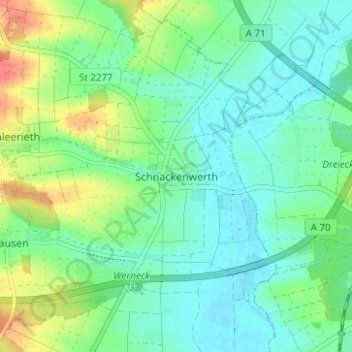 Mapa topográfico Schnackenwerth, altitud, relieve