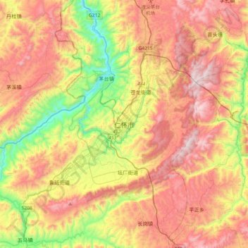 Mapa topográfico Renhuai, altitud, relieve