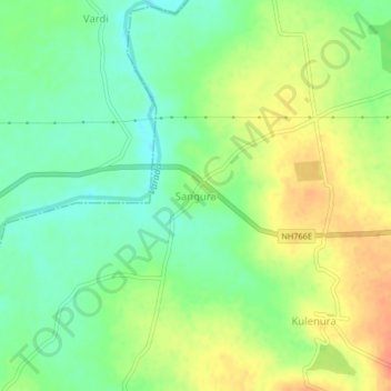 Mapa topográfico Sangura, altitud, relieve