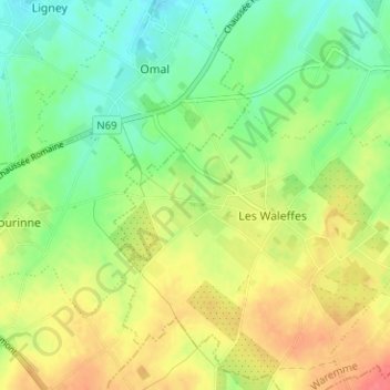Mapa topográfico Waleffe-Saint-Georges, altitud, relieve