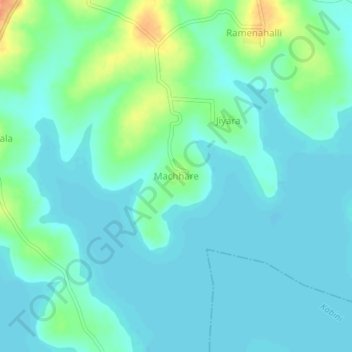 Mapa topográfico Machhare, altitud, relieve