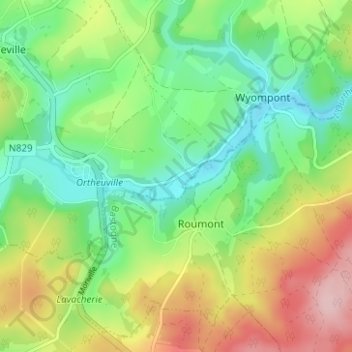 Mapa topográfico Berguème, altitud, relieve