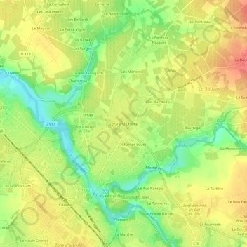 Mapa topográfico Le Grand Champ, altitud, relieve
