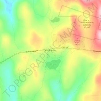 Mapa topográfico French Woods, altitud, relieve