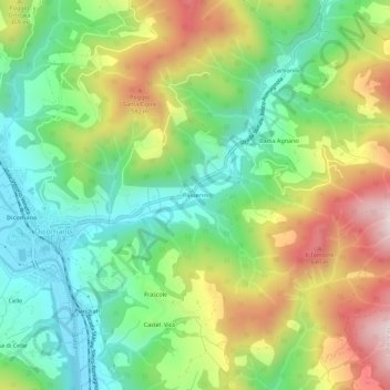 Mapa topográfico Passerini, altitud, relieve