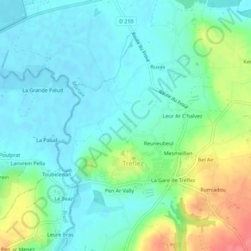 Mapa topográfico Goulannou, altitud, relieve