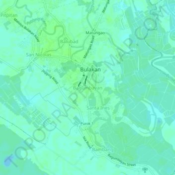 Mapa topográfico Bagumbayan, altitud, relieve