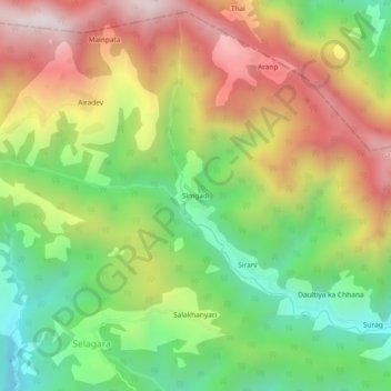 Mapa topográfico Simgadi, altitud, relieve