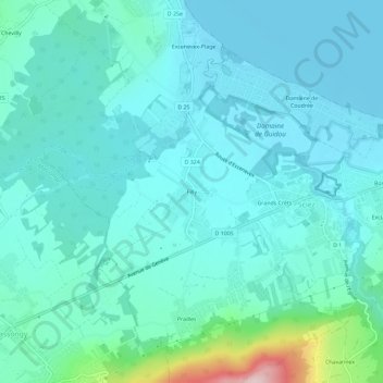 Mapa topográfico Filly, altitud, relieve