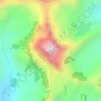 Mapa topográfico Casahuala, altitud, relieve