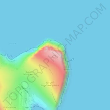 Mapa topográfico Eystfelli, altitud, relieve