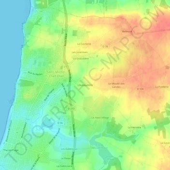 Mapa topográfico L'Aubaudière, altitud, relieve
