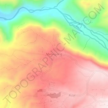 Mapa topográfico Madaguing, altitud, relieve