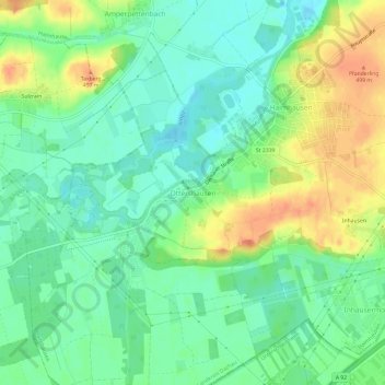 Mapa topográfico Ottershausen, altitud, relieve