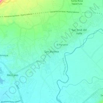 Mapa topográfico San Vicente, altitud, relieve