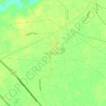 Mapa topográfico Sokhda Village, altitud, relieve