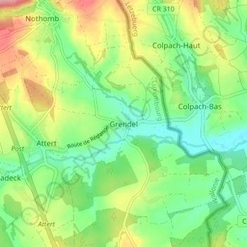 Mapa topográfico Grendel, altitud, relieve
