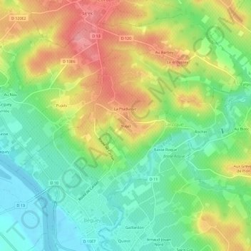 Mapa topográfico Trajet, altitud, relieve