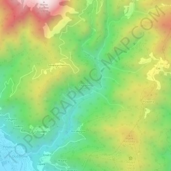 Mapa topográfico Tagliaretto, altitud, relieve
