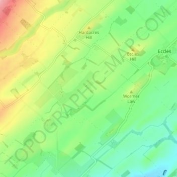 Mapa topográfico Harlaw, altitud, relieve