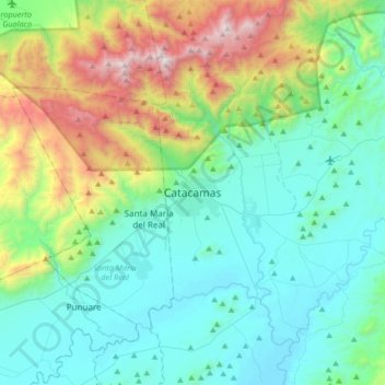 Mapa topográfico Catacamas, altitud, relieve
