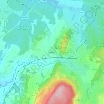 Mapa topográfico Sous Mont, altitud, relieve