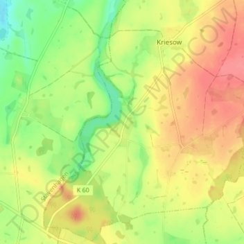 Mapa topográfico Tüzen, altitud, relieve