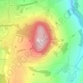 Mapa topográfico Pöhlberg, altitud, relieve