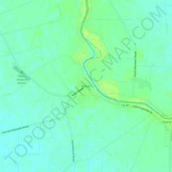 Mapa topográfico Grimes, altitud, relieve