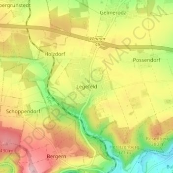 Mapa topográfico Legefeld, altitud, relieve