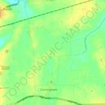 Mapa topográfico Aisby, altitud, relieve