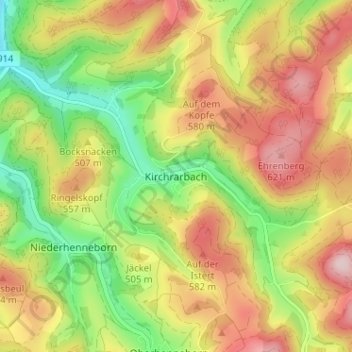 Mapa topográfico Kirchrarbach, altitud, relieve
