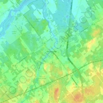 Mapa topográfico Kemptville, altitud, relieve