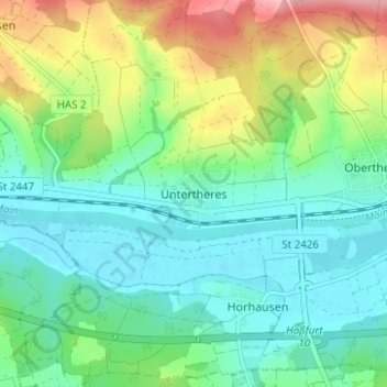 Mapa topográfico Untertheres, altitud, relieve