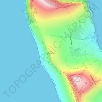 Mapa topográfico Slættafjall, altitud, relieve