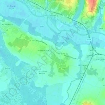 Mapa topográfico Chez Martin, altitud, relieve