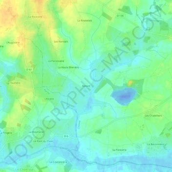 Mapa topográfico Retord, altitud, relieve