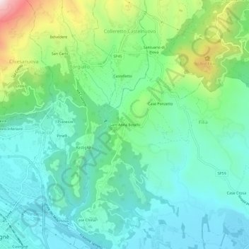 Mapa topográfico Sant'Anna Boschi, altitud, relieve