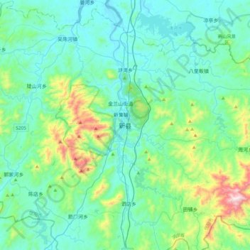 Mapa topográfico 新县, altitud, relieve