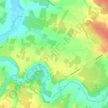 Mapa topográfico Cornu, altitud, relieve