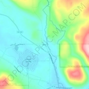 Mapa topográfico Alpine, altitud, relieve