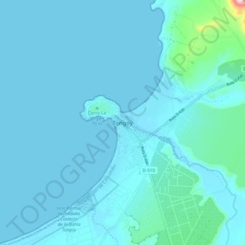 Mapa topográfico Tongoy, altitud, relieve