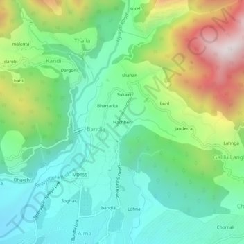 Mapa topográfico Hachher, altitud, relieve
